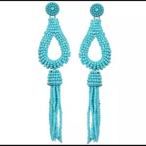 Blue beaded earring tassel